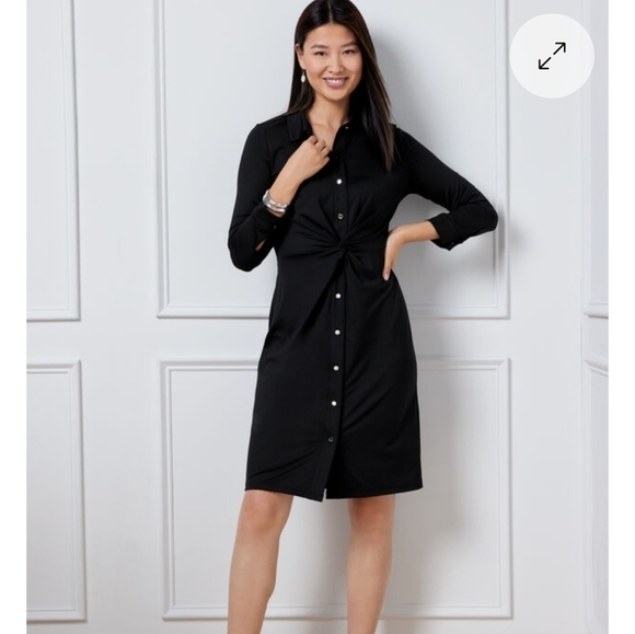 NWT Talbots Black Twist Button Up Dress size 4 Petite Black - Picture 1 of 8